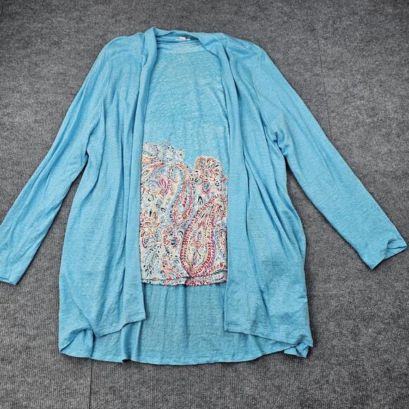 J Jill Linen Cardigan Tank Set Womens XL Paisley Lightweight Coastal Beach Layer - Picture 1 of 10